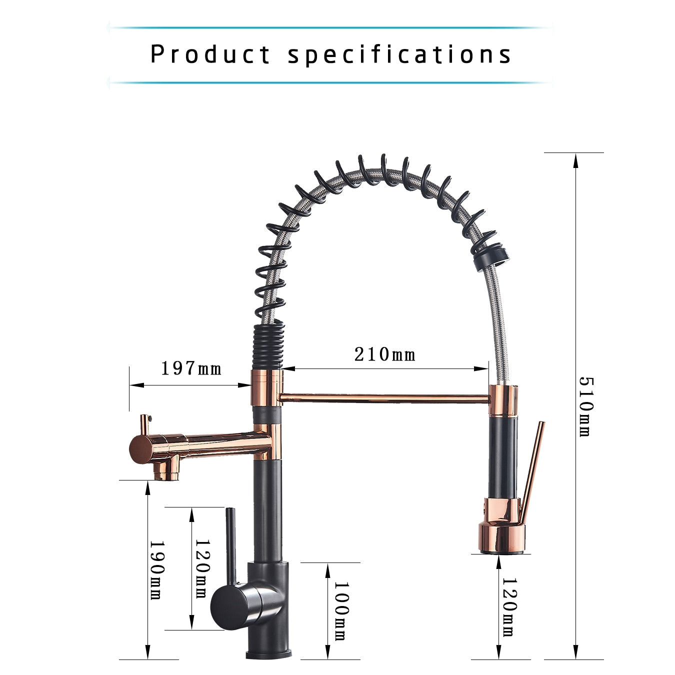 Rozin Black and Rose Golden Spring Pull Down Faucet – Where Elegance Meets Functionality!