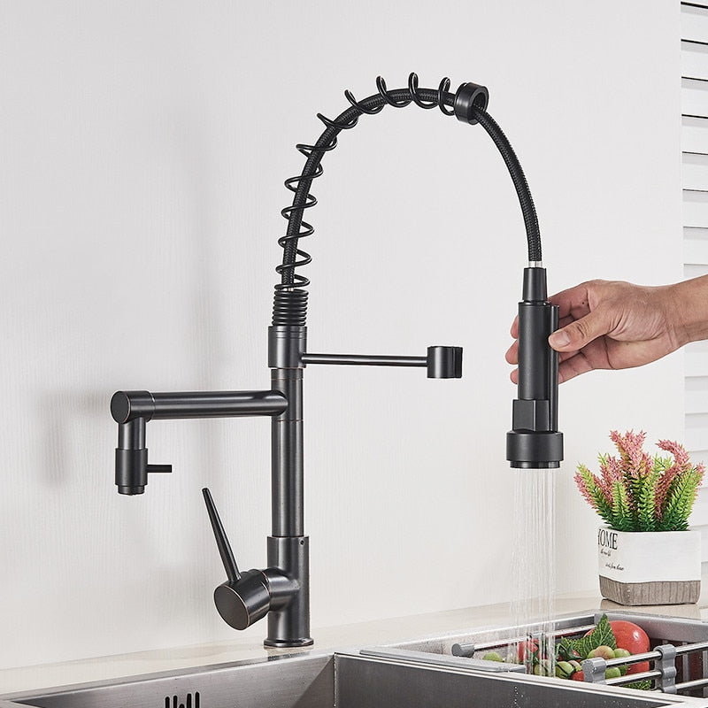 Rozin Black and Rose Golden Spring Pull Down Faucet – Where Elegance Meets Functionality!